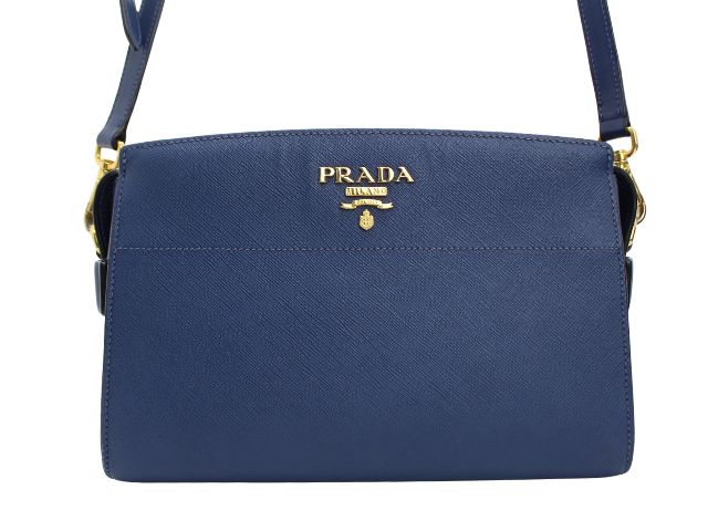 PRADA プラダ ショルダーバッグ ネイビー サフィアーノ/レザー レディース 2148104072405 【200】【中古】