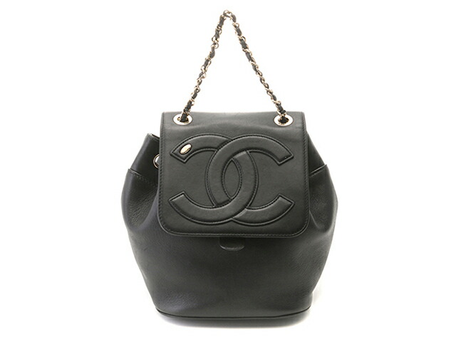 CHANEL シャネル 御徒面子 ココマーク うしろ側容器に並べる 黒いこと/GP 子ヒツジひと肌 ﾊﾞｯｸﾞ 背嚢・デイパック 子ヒツジひと肌 黒いこと レディース【中古】