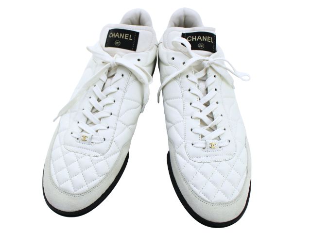 CHANEL シャネル 靴 ローカットスニーカー くつ L G40180 スニーカー レザー ホワイト メンズ【中古】｜質屋　大黒屋