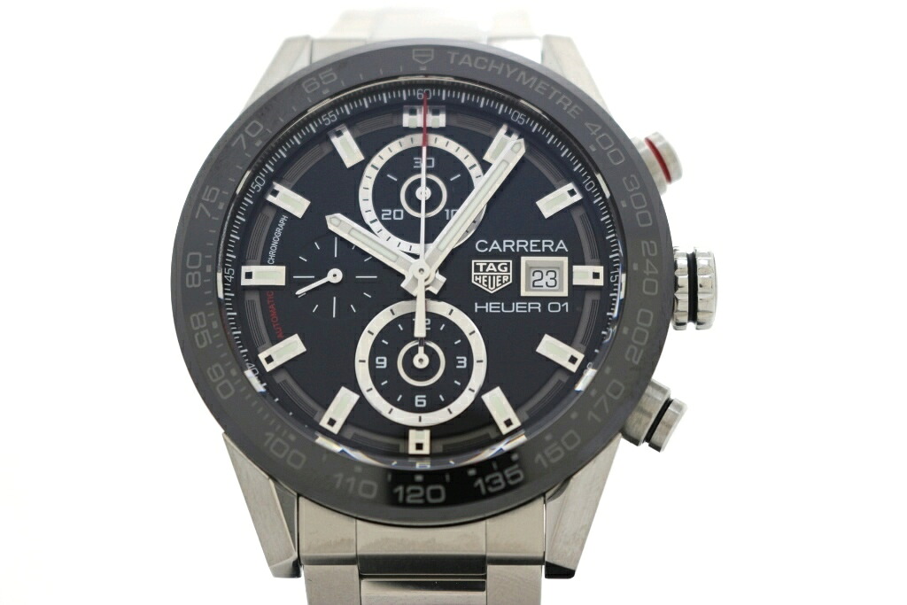 TAG HEUER タグホイヤー カレラ キャリバーホイヤー01 クロノグラフ CAR201Z.BA0714 ウォッチ ステンレス鋼スチール写真/陶芸 黒いこと メンズ 自動小銃一巻き 2141300467372 【200】【中古】