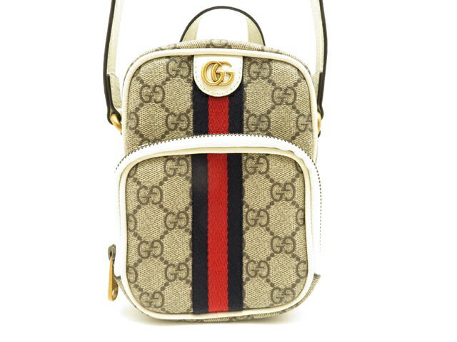 GUCCI グッチ 御徒面子 オフィディア GGスプリーム ショルダーバッグ ベージュ/白いこと ﾊﾞｯｸﾞ 671682 ショルダーバッグ PVC上塗り帆布/なめし革 白いこと ユニ一発やる【中古】