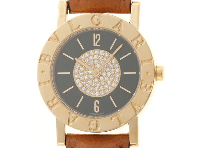 BVLGARI ブルガリ 時計 ブルガリ ブルガリ BB26DGL K18/革 ブラック/ダイヤモンド文字盤 クオーツ レディース 2147100598856【中古】【207】|質屋 大黒屋