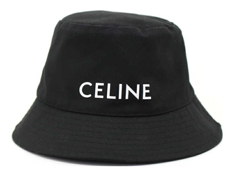 CELINE セリーヌ 御召しもの ロゴタイプ刷り上げる 井戸釣瓶かぶり笠 御召しもの品 2金5B968P かぶり笠 綿織物/ポリエステル 黒いこと ユニ一発やる【中古】