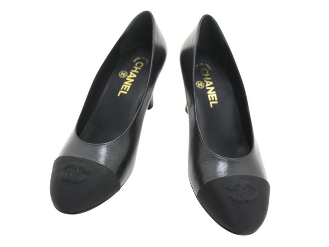 CHANEL シャネル 靴 パンプス レディース37二分の一 革/帆布 黒いこと G46385 レディース 2143700214464 【200】【中古】