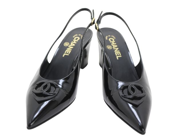 CHANEL シャネル 靴 バックスリングパンプス レディース38C 専売特許 黒いこと G46159 2143700214495 【200】【中古】