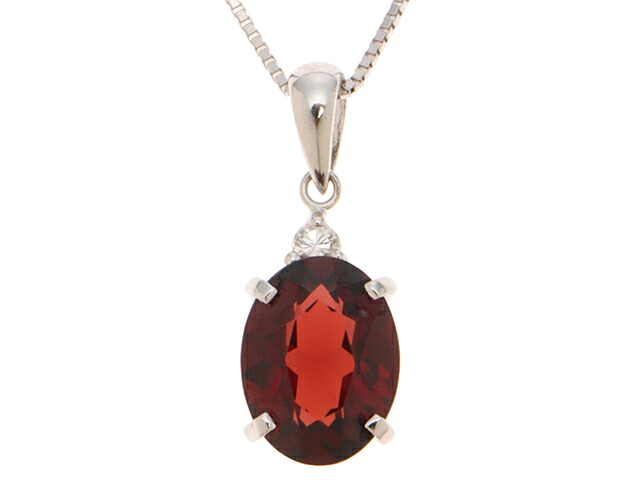 JEWELRY 貴金属・宝石 ガーネットネックレス ダイヤモンド K18WG ホワイトゴールド 3.4g D0.05ct 2143100539723 【200】|質屋 大黒屋