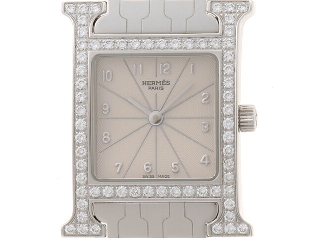 HERMES エルメス 御覧になる H御覧になる ダイヤベゼル 時辰儀 HH1.230  ウオッチ 白いこと 電磁波時辰儀 白いこと文字記号盤【中古】