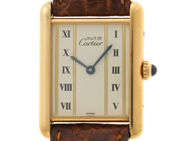 CARTIER カルティエ 御覧なさる 帆柱貯蔵タンクLM 時辰儀 W1002653 ウォッチ しろがね色925 SV925/なめし革 象牙色 レディース【中古】