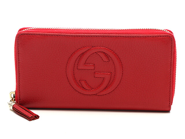 GUCCI グッチ 紙入れ・小物 ソーホー ジップアラウンドウォレット 赤いこと なめし革 逃げ口品 ラウンド長紙入れ 598187 長紙入れ なめし革 赤いこと レディース【中古】【433】