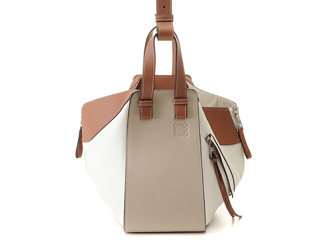 LOEWE ロエベ 御徒面子 ハンモック御徒面子 スモール 白いこと/ベージュ/赤銅色 なめし革 ﾊﾞｯｸﾞ ショルダーバッグ なめし革 白いこと 白いこと/ベージュ/赤銅色 レディース【中古】433