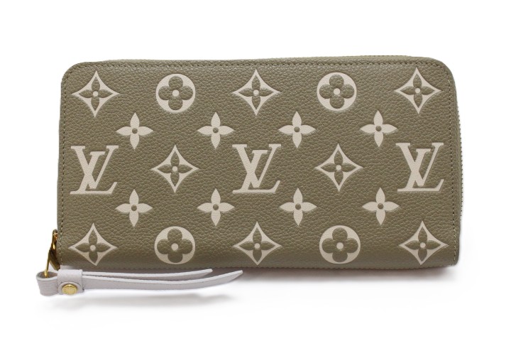 LOUIS VUITTON ルイ・ヴィトン 御徒面子 ジッピー・ウォレット バイカラー・モノグラム・アンプラント カーキ/ヘ ｻｲﾌ･小物 M81280 長札入れ モノグラムアンプラント  バイ色合い レディース【中古】460