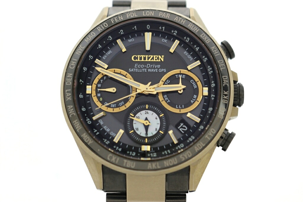 CITIZEN シチズン アテッサ HAKUTO-R 共同研究 CC4016-75E(F950-T027） チタン 黒いこと メンズ 電磁波ソーラー エコ運転 2148104058904 【200】【中古】