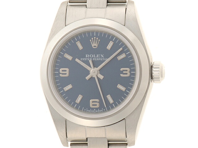 ROLEX ロレックス 牡蛎 パーペチュアル 76080 ウォッチ SS ステンレス鋼スチール写真 A番 自動小銃一巻き 青色369文字記号盤 レディース【中古】460