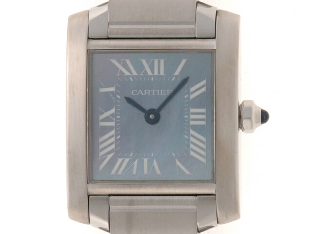 CARTIER カルティエ 御覧なさる タンクフランセーズSM W51034Q3 ウォッチ ステンレス鋼スチール写真 青色外殻文字記号盤【中古】【472】TS