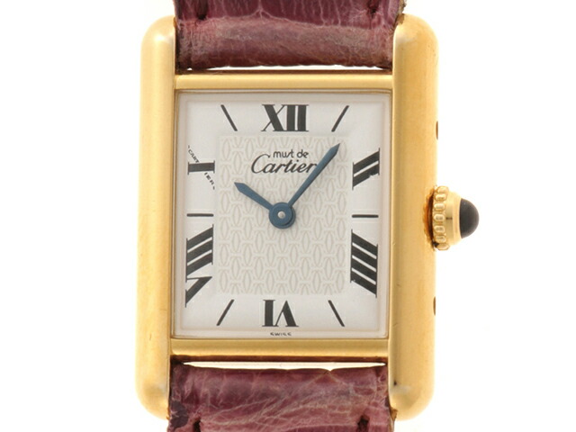 CARTIER カルティエ ウォッチ マストタンクSM 時計 W1009654 腕時計 シルバー925 SV925/本革 ホワイト レディース【中古】【437】｜質屋　大黒屋
