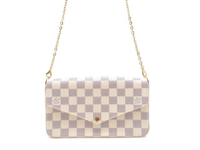 LOUIS VUITTON ルイ・ヴィトン 御徒面子 ポシェット・フェリシー ダミエ・アズール ローズバレリーヌ ﾊﾞｯｸﾞ N60235 ショルダーバッグ ダミエキャンバス 白いこと レディース【中古】