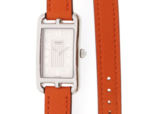 HERMES エルメス ウォッチ ナンタケット Wトゥール 時計 NA2.210 腕時計 ステンレススチール ホワイト クオーツ レディース【中古】｜質屋　大黒屋