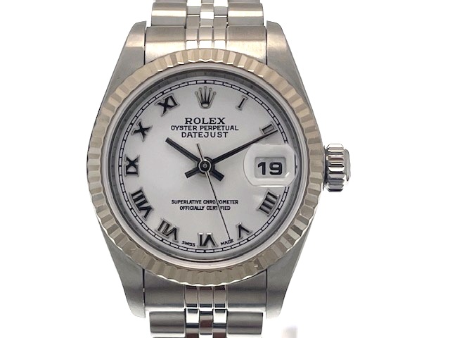 ROLEX ロレックス 御覧なさる デイトジャスト 26 時辰儀 79174 ウォッチ K18白いことゴールド K18WG/ステンレス鋼スチール写真 白いこと人情本文字記号盤 自動小銃一巻き レディース【中古】