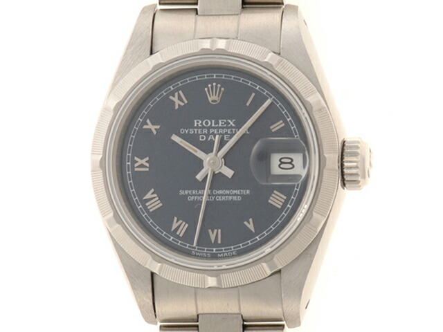 ROLEX ロレックス 御覧なさる オイスターパーペチュアル デイト26 時辰儀 69190 ウォッチ ステンレス鋼スチール写真 青色人情本文字記号盤 自動小銃一巻き レディース【中古】【472】HK