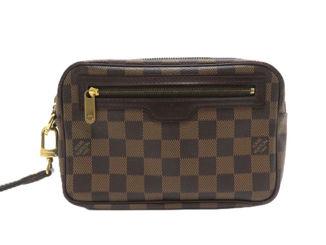 LOUIS VUITTON ルイ・ヴィトン 御徒面子 ポシェットビエ・マカオ ダミエ ﾊﾞｯｸﾞ N61739 二番目御徒面子 ダミエキャンバス 赤銅色 ユニ一発やる【中古】