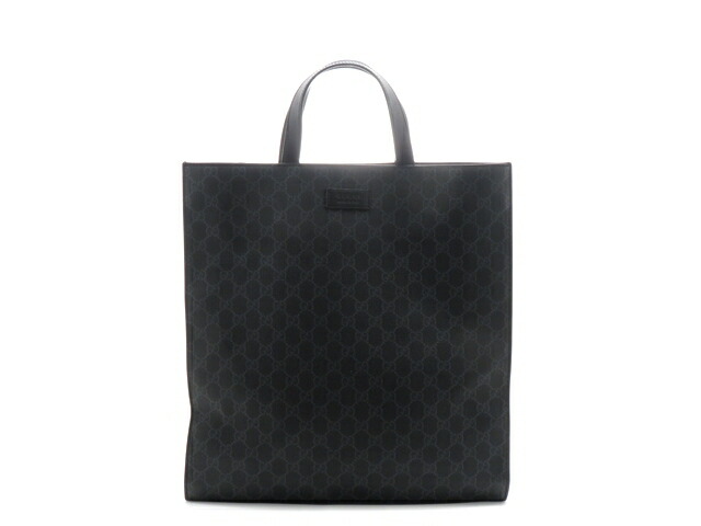GUCCI グッチ 御徒面子 GGスプリーム 2wayトート 黒いこと PVC/子ウシ ﾊﾞｯｸﾞ 495559 トートバッグ 上塗り帆布/子ウシ 黒いこと メンズ【中古】