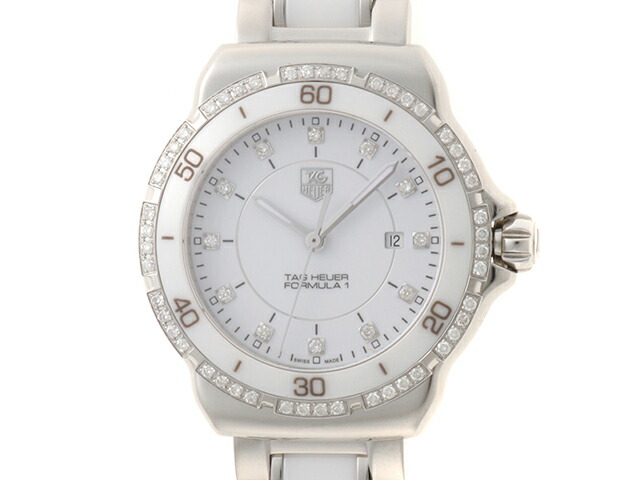 TAG HEUER タグホイヤー 御覧になる 範式1・ダイヤベゼル 時辰儀 WAH1313.BA0868 ウオッチ SSステンレス鋼スチール写真/白いこと陶芸 白いこと12P金剛石 石英 レディース【中古】460