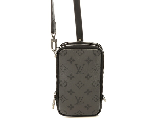 LOUIS VUITTON ルイ・ヴィトン 御徒面子 ダブル・電話機 合切袋 モノグラム・エクリプスリバース ﾊﾞｯｸﾞ M69534 ショルダーバッグ なめし革 黒いこと メンズ【中古】