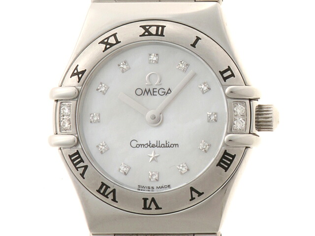 OMEGA ゼロ コンステレーション マイチョイス・4PDダイヤベゼル 1566.76 ウオッチ ステンレス鋼  石英 白いこと外殻12PD文字記号盤 レディース【中古】【473】