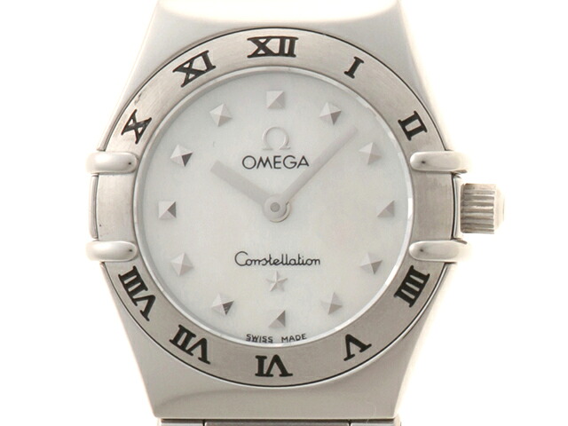 OMEGA ゼロ ご覧なさる コンステーション・マイチョイス 時辰儀 1561.71 ウオッチ ステンレス鋼 しろがね色/白いこと しろがね色 石英 パール文字記号盤文字記号盤 レディース【中古】431