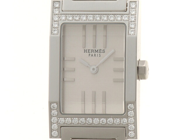 HERMES エルメス タンデム ダイヤベゼル TA1.230 ウオッチ ステンレス鋼 石英 しろがね色文字記号盤 レディース【中古】【473】