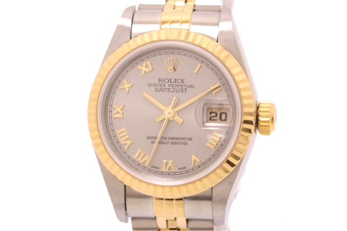 ROLEX ロレックス デイトジャスト26 79173 腕時計 ウォッチ K18YG イエローゴールド SS ステンレススチール Y番 自動巻き グレーローマ文字盤 レディース【中古】460｜質屋　大黒屋