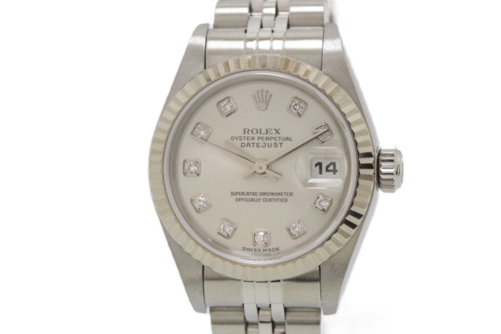ROLEX ロレックス  デイトジャスト26 79174G ウォッチ 御覧なさる K18WG 白いことゴールド SS ステンレス鋼スチール写真 F番 自動小銃一巻き しろがね色10P金剛石文字記号盤【中古】460
