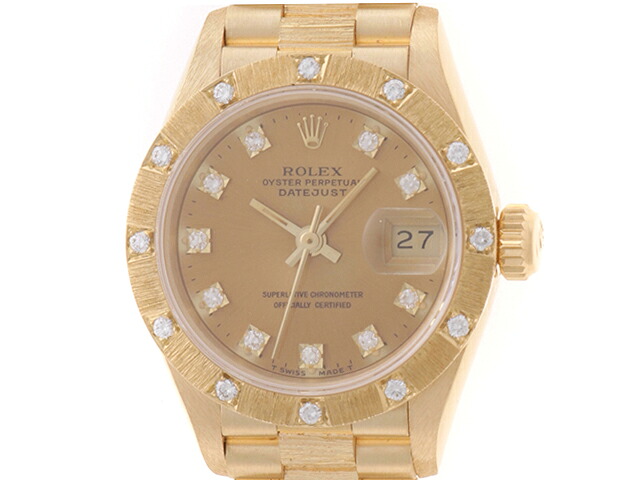 ROLEX ロレックス ウォッチ デイトジャスト 時計 69288G 腕時計 K18イエローゴールド K18YG 10Pダイヤインデックス シャンパン文字盤 レディース【中古】|質屋 大黒屋