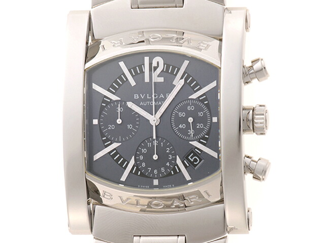 BVLGARI ブル小峡谷 御覧なさる アショーマ48粍クロノ 時辰儀 AA48SCH ウォッチ ステンレス鋼/スチール写真/ステンレス鋼スチール写真 しろがね色/黒いこと しろがね色 自動小銃一巻き 米国海軍文字記号盤文字記号盤 メンズ【中古】【431】