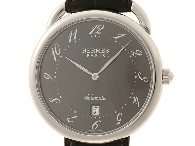 HERMES エルメス ウォッチ アルソー 時計 AR4.810 腕時計 ステンレススチール/本革 グレー 自動巻き グレー文字盤 メンズ【中古】｜質屋　大黒屋