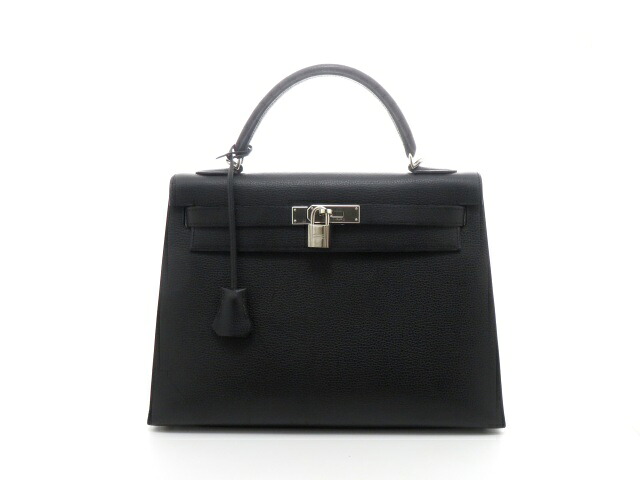 HERMES エルメス バッグ ケリー32 ブラック/SV ﾊﾞｯｸﾞ 外縫い ハンドバッグ レザー/ヴァッシュリエージュ ブラック □K刻印 レディース【中古】｜質屋　大黒屋 715,176円