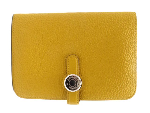 HERMES エルメス 御徒面子 ドゴンコンパクト ジョーヌアンブル/SV ｻｲﾌ･小物 043072CK コインケース トゴ ジョーヌアンブル C目じるし ユニ一発やる【中古】