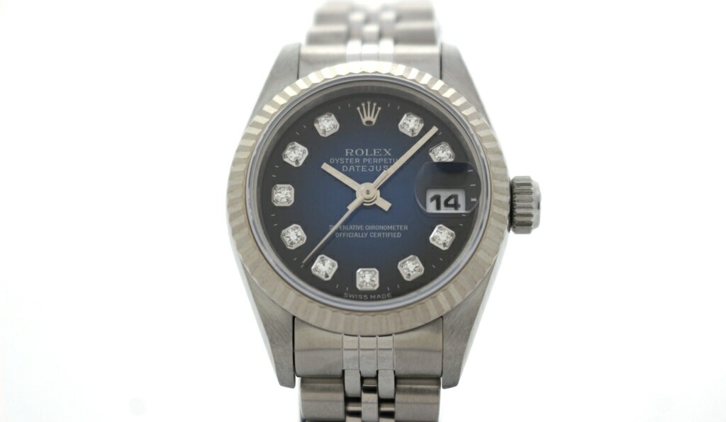 ROLEX ロレックス デイトジャスト 69174 青碧グラデーション ステンレス鋼スチール写真/白いことゴールド レディース 自動小銃一巻き 2147100598865 【200】【中古】
