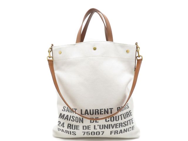 SAINT LAURENT サンローラン 御徒面子 北の方サウス2way御徒面子 白いこと/赤銅色 帆布/なめし革 ﾊﾞｯｸﾞ 710264 ショルダーバッグ 帆布/なめし革 白いこと ユニ一発やる【中古】
