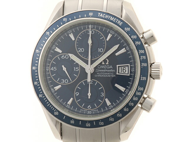 OMEGA ゼロ 御覧になる 素早さお師匠さん デイト クロノ 時辰儀 3212.80 ウオッチ ステンレス鋼 青碧 自動小銃一巻き 青碧文字記号盤 メンズ【中古】436