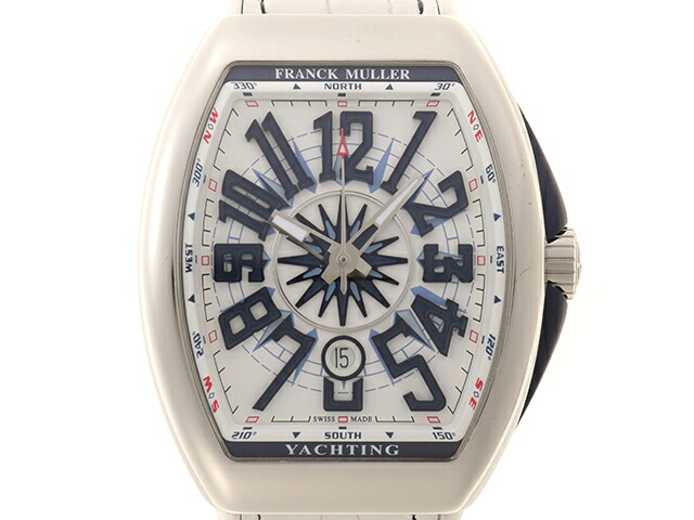 FRANCK MULLER 真っ正直レギオモンタヌス 御覧になる ヴァンガード ヨッティング 時辰儀 V45SCDTYACHTING ウオッチ ステンレス鋼スチール写真/なめし革/天然ゴム 白いこと メンズ【中古】431