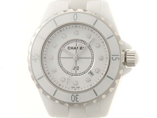 CHANEL シャネル J12 12P金剛石 H1628 ウォッチ 陶芸 白いこと 石英 レディース【中古】
