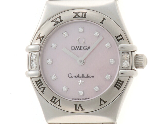 OMEGA ゼロ 御覧なさる コンステレーション マイチョイス・4PDベゼル 時辰儀 1556.66 ウォッチ ステンレス鋼スチール写真 サクラ色 石英 レディース【中古】437