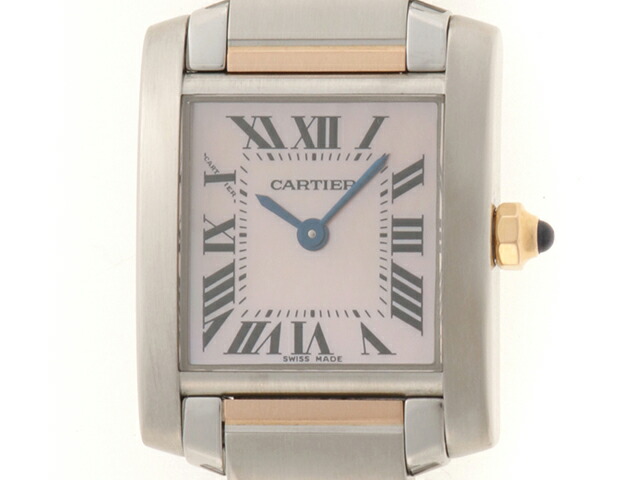 CARTIER カルティエ ご覧なさる タンクフランセーズ SM 時辰儀 W51027Q4 ウオッチ ステンレス鋼スチール写真 サクラ色 石英 レディース【中古】437
