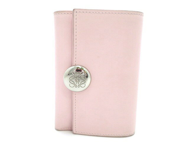 LOEWE ロエベ ペプル バーティカルウォレット 062351 三つ折り紙入れ 子ウシ お花 レディース【中古】【473】