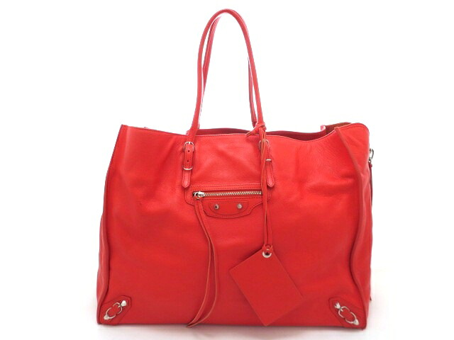 BALENCIAGA バレンシアガ ザ・ペーパー 357331 トートバッグ レザー レッド系 レディース【中古】【473】|質屋 大黒屋