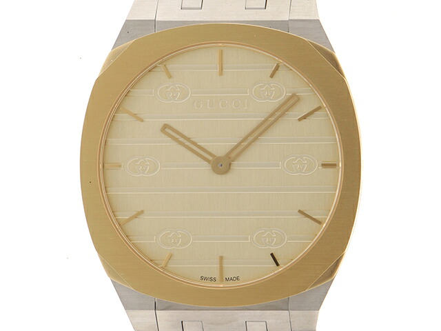 GUCCI グッチ GUCCI25H YA163405 ウオッチ ステンレス鋼スチール写真/GP GP ゴールド文字記号盤 石英 メンズ【中古】472