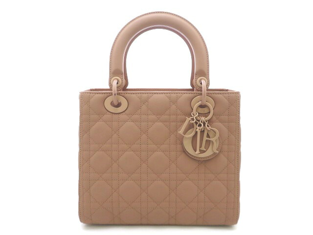 Dior ディオール カナージュ レディディオール ミディアム 2WAYバッグ カーフ マットピンクベージュ レディース【中古】【473】｜質屋　大黒屋