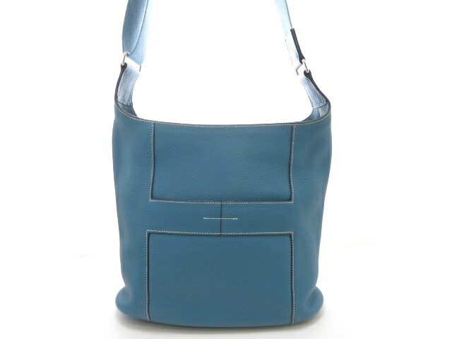 HERMES エルメス グッドニュースPM ブルージーン シルバー金具 ショルダーバッグ トリヨンクレマンス ブルージーン □L刻印 2008年製造刻印 ユニセックス【中古】【473】|質屋 大黒屋