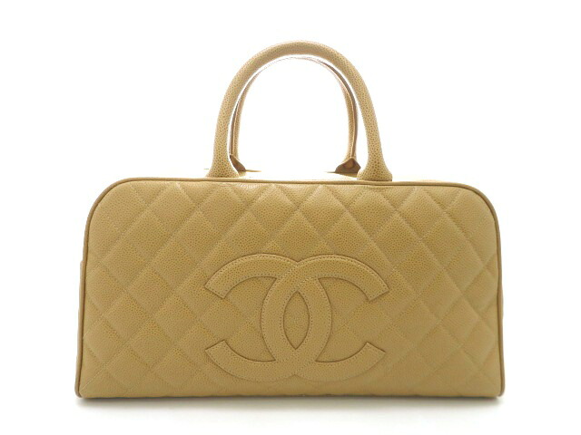 CHANEL シャネル ボストンバッグ ベージュ ゴールド金具 A20997 ハンドバック キャビア人はだ ベージュ レディース【中古】【473】